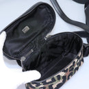 DOLCE&GABBANA Leopard Waist Bag Canvas Green Black Auth bs23142-10