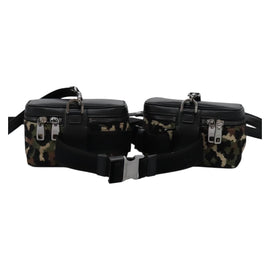 DOLCE&GABBANA Leopard Waist Bag Canvas Green Black Auth bs23142 - 0