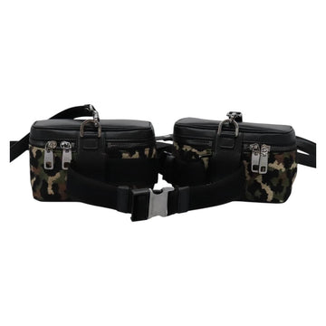 DOLCE&GABBANA Leopard Waist Bag Canvas Green Black Auth bs23142 - 0