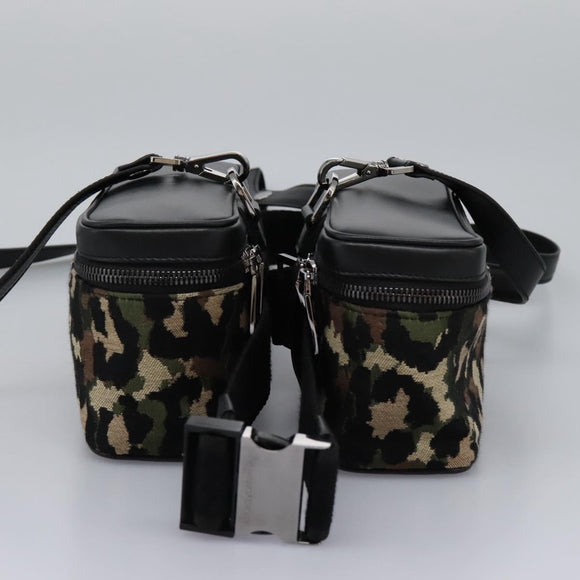 DOLCE&GABBANA Leopard Waist Bag Canvas Green Black Auth bs23142