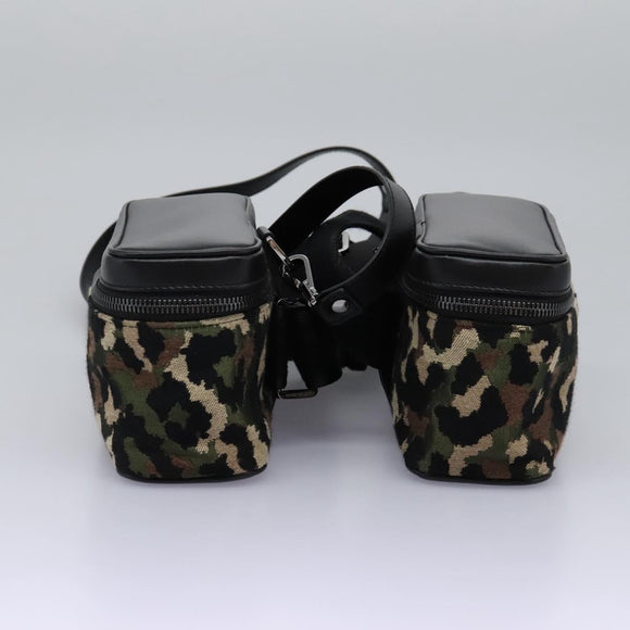 DOLCE&GABBANA Heuptas Luipaard Canvas Groen Zwart Auth bs23142