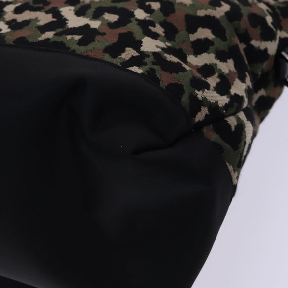 DOLCE&GABBANA Leopard Hand Bag Canvas 2way Green Black Auth bs23143