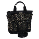 DOLCE&GABBANA Leopard Hand Bag Canvas 2way Green Black Auth bs23143-1