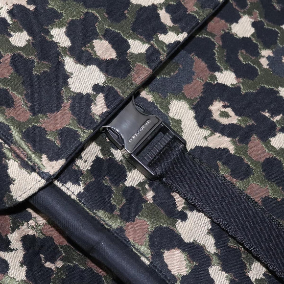 DOLCE&GABBANA Leopard Hand Bag Canvas 2way Green Black Auth bs23143