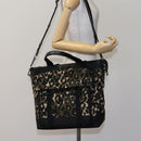 DOLCE&GABBANA Leopard Hand Bag Canvas 2way Green Black Auth bs23143-25