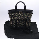 DOLCE&GABBANA Leopard Hand Bag Canvas 2way Green Black Auth bs23143-12