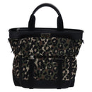 DOLCE&GABBANA Leopard Hand Bag Canvas 2way Green Black Auth bs23143-13