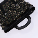 DOLCE&GABBANA Leopard Hand Bag Canvas 2way Green Black Auth bs23143-6