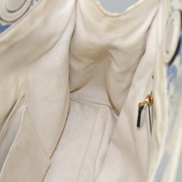 GUCCI Tote Bag Canvas Leather White Blue Auth bs23144