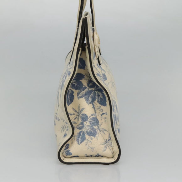 GUCCI Tote Bag Canvas Leather White Blue Auth bs23144