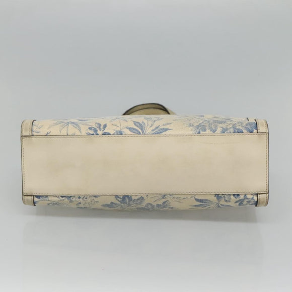 GUCCI Tote Bag Canvas Leather White Blue Auth bs23144