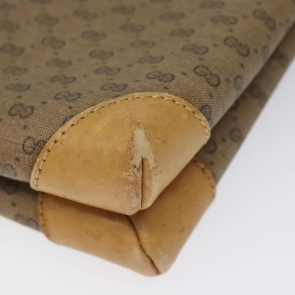 GUCCI Micro GG Canvas Shoulder Bag PVC Leather Beige Auth bs23145