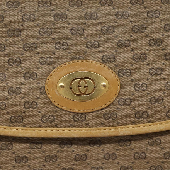 GUCCI Micro GG Canvas Shoulder Bag PVC Leather Beige Auth bs23145