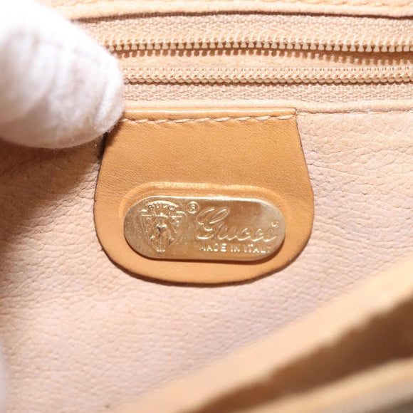 GUCCI Micro GG Canvas Shoulder Bag PVC Leather Beige Auth bs23145