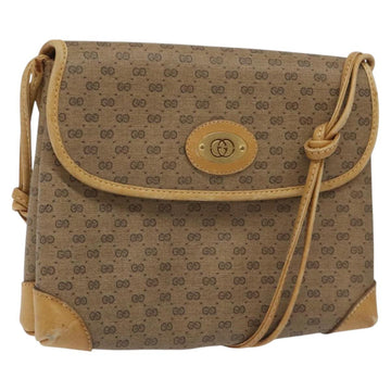 GUCCI Micro GG Canvas Shoulder Bag PVC Leather Beige Auth bs23145