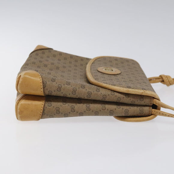 GUCCI Micro GG Canvas Shoulder Bag PVC Leather Beige Auth bs23145
