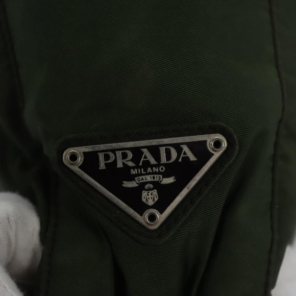 PRADA Hand Bag Nylon Green Silver Auth bs23150