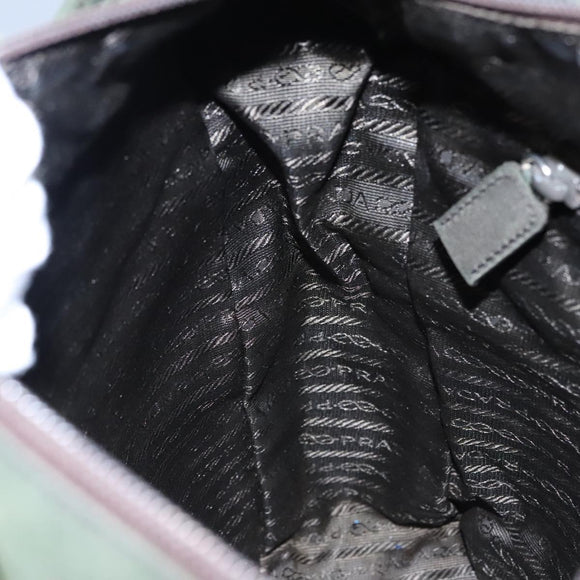 PRADA Hand Bag Nylon Green Silver Auth bs23150