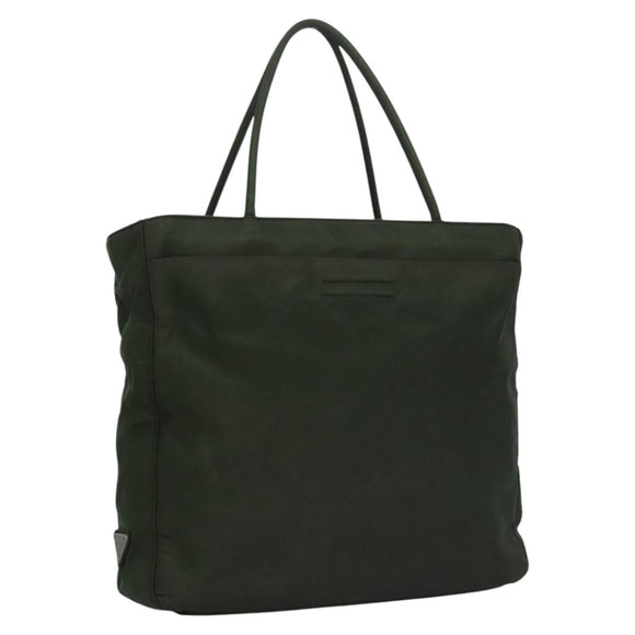 PRADA Hand Bag Nylon Green Silver Auth bs23150