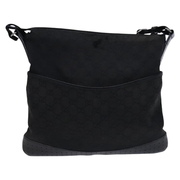 GUCCI GG Canvas Shoulder Bag Black 145857 Auth bs23151