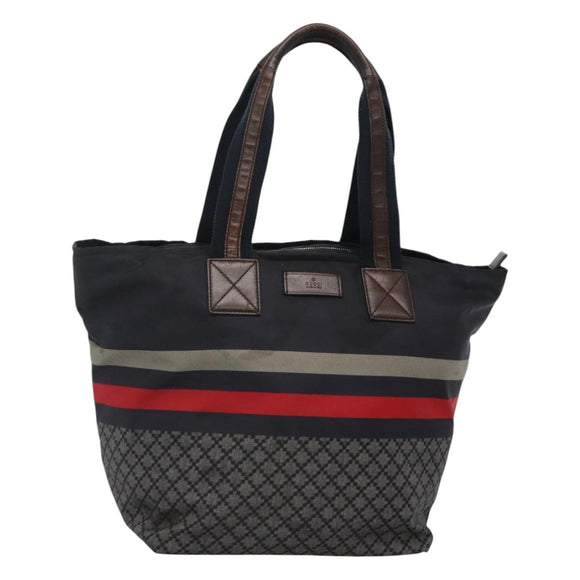 GUCCI Diamante Tote Bag Nylon Navy Silver 267922 Auth bs23152
