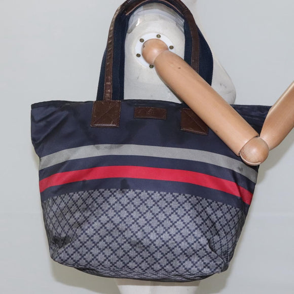 GUCCI Diamante Tote Bag Nylon Navy Silver 267922 Auth bs23152