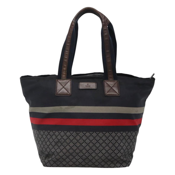 GUCCI Diamante Tote Bag Nylon Navy Silver 267922 Auth bs23152