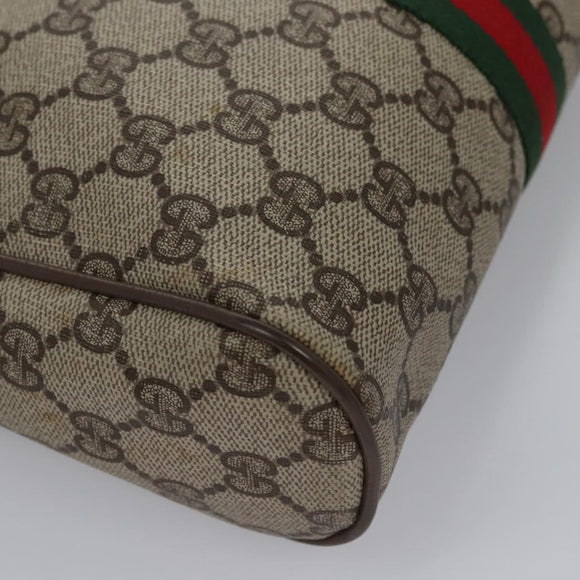 GUCCI GG Supreme Web Sherry Line Clutch Bag PVC Beige 89 01 012 Auth bs23153
