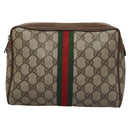 GUCCI GG Supreme Web Sherry Line Clutch Bag PVC Beige 89 01 012 Auth bs23153-13