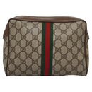 GUCCI GG Supreme Web Sherry Line Clutch Bag PVC Beige 89 01 012 Auth bs23153-2