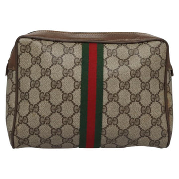 GUCCI GG Supreme Web Sherry Line Clutch Bag PVC Beige 89 01 012 Auth bs23153 - 0