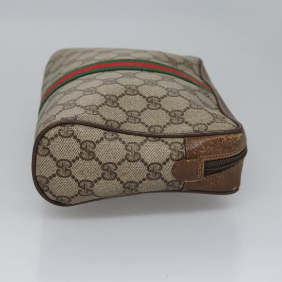 GUCCI GG Supreme Web Sherry Line Clutch Bag PVC Beige 89 01 012 Auth bs23153