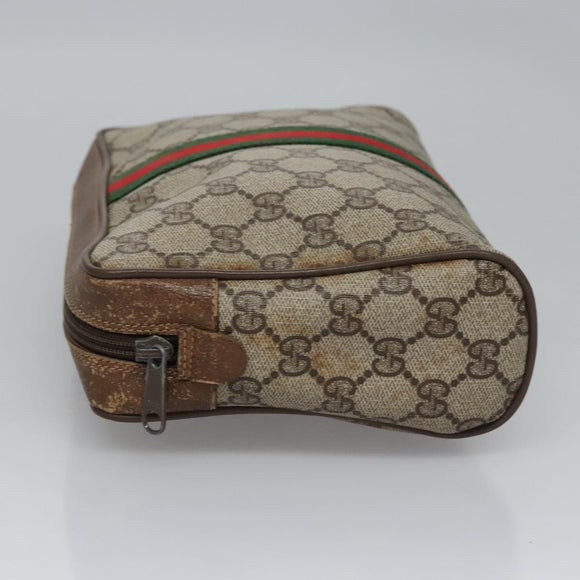 GUCCI GG Supreme Web Sherry Line Clutch Bag PVC Beige 89 01 012 Auth bs23153