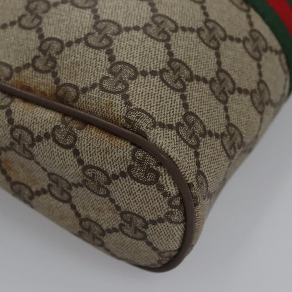 GUCCI GG Supreme Web Sherry Line Clutch Bag PVC Beige 89 01 012 Auth bs23153