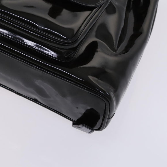 GUCCI Bamboo Backpack Enamel Black Gold Auth bs23155