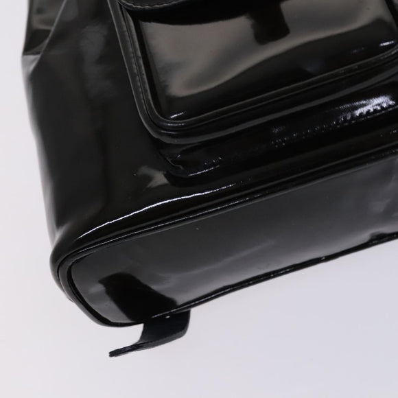 GUCCI Bamboo Backpack Enamel Black Gold Auth bs23155