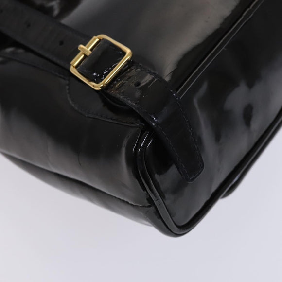 GUCCI Bamboo Backpack Enamel Black Gold Auth bs23155