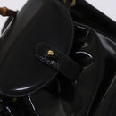 GUCCI Bamboo Backpack Enamel Black Gold Auth bs23155-19