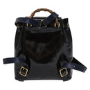 GUCCI Bamboo Backpack Enamel Black Gold Auth bs23155-2