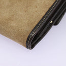 LOEWE Anagram Shoulder wallet Suede Leather Beige Brown gold Auth bs23167-17