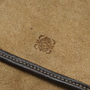 LOEWE Anagram Shoulder wallet Suede Leather Beige Brown gold Auth bs23167-18