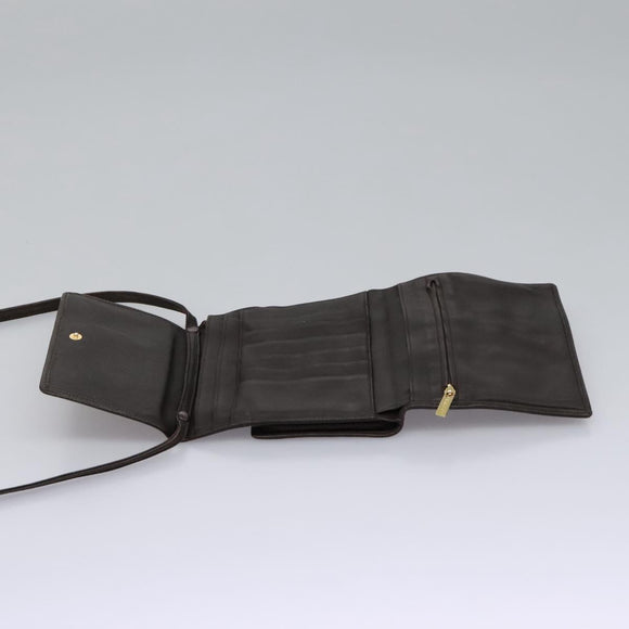 LOEWE Anagram Shoulder wallet Suede Leather Beige Brown gold Auth bs23167