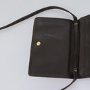 LOEWE Anagram Shoulder wallet Suede Leather Beige Brown gold Auth bs23167-19