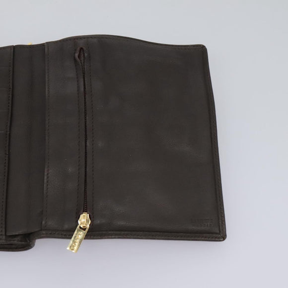 LOEWE Anagram Shoulder wallet Suede Leather Beige Brown gold Auth bs23167