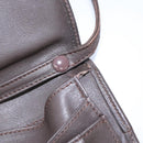 LOEWE Anagram Shoulder wallet Suede Leather Beige Brown gold Auth bs23167-10