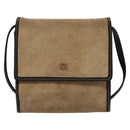 LOEWE Anagram Shoulder wallet Suede Leather Beige Brown gold Auth bs23167-13