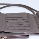 LOEWE Anagram Shoulder wallet Suede Leather Beige Brown gold Auth bs23167-22