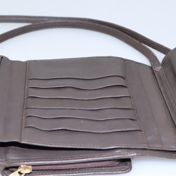 LOEWE Anagram Shoulder wallet Suede Leather Beige Brown gold Auth bs23167