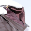 LOEWE Anagram Shoulder wallet Suede Leather Beige Brown gold Auth bs23167-24