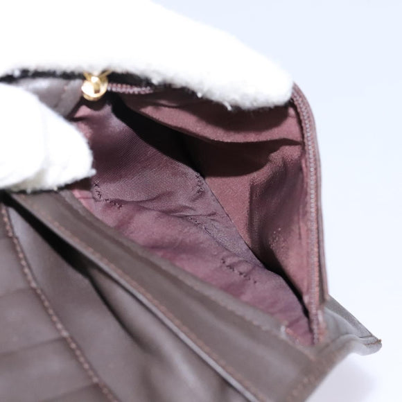 LOEWE Anagram Shoulder wallet Suede Leather Beige Brown gold Auth bs23167